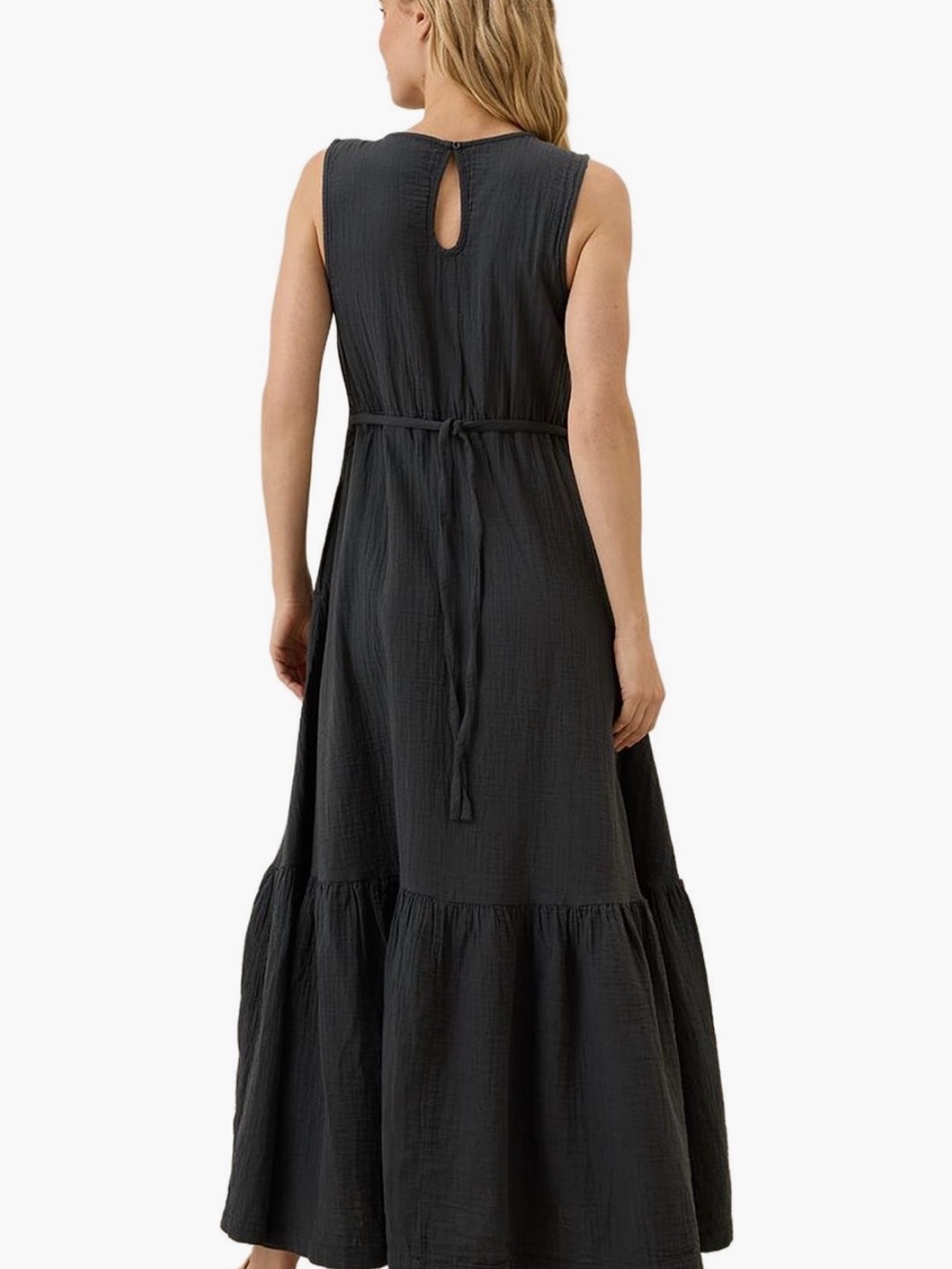 PACT Organic Cotton Double Gauze Beach To Brunch Dress BLACK XXS - Picture 3 of 13